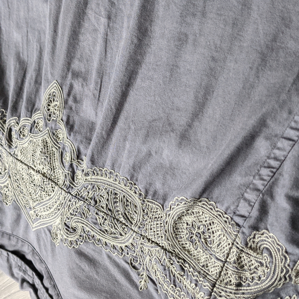 🎉HP🎉 Lucky Brand Gray Western Style Button Down Embroidered Shirt XL - Picture 10 of 14